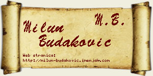 Milun Budaković vizit kartica